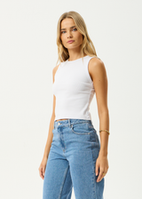 AFENDS Womens Charlie - Rib Singlet - White - Afends womens charlie   rib singlet   white