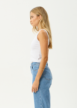 AFENDS Womens Charlie - Rib Singlet - White - Afends womens charlie   rib singlet   white