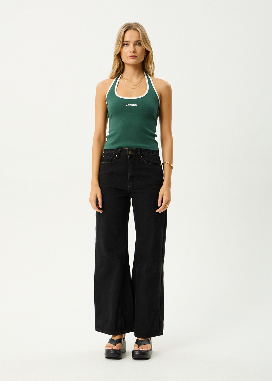 AFENDS Womens Basis - Rib Halter - Hunter Green