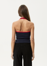 AFENDS Womens Basis - Rib Halter - Navy / Tomato - Afends womens basis   rib halter   navy / tomato