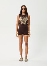 AFENDS Womens Set Fire - Knit Tank - Coffee - Afends womens set fire   knit tank   coffee