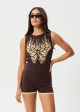 AFENDS Womens Set Fire - Knit Tank - Coffee - Afends womens set fire   knit tank   coffee