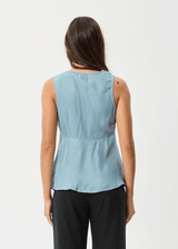 AFENDS Womens Delia - Cupro Top - Ether Blue - Afends womens delia   cupro top   ether blue
