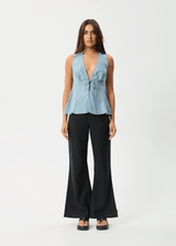 AFENDS Womens Delia - Cupro Top - Ether Blue - Afends womens delia   cupro top   ether blue