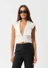 AFENDS Womens Twila - Button Up Top - White - Afends womens twila   button up top   white