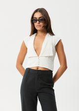 AFENDS Womens Twila - Button Up Top - White - Afends womens twila   button up top   white