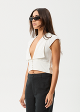 AFENDS Womens Twila - Button Up Top - White - Afends womens twila   button up top   white