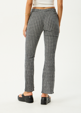 AFENDS Womens Asta - Seersucker Flare Pant - Steel Check - Afends womens asta   seersucker flare pant   steel check