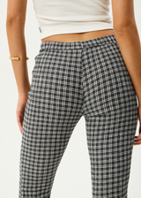 AFENDS Womens Asta - Seersucker Flare Pant - Steel Check - Afends womens asta   seersucker flare pant   steel check