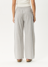 AFENDS Womens Drew - Seersucker Wide Leg Pant - Taupe Check - Afends womens drew   seersucker wide leg pant   taupe check