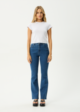 AFENDS Womens Cassidy - Bootcut Jean - Authentic Blue - Afends womens cassidy   bootcut jean   authentic blue