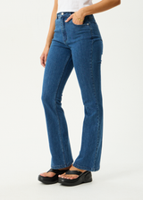 AFENDS Womens Cassidy - Bootcut Jean - Authentic Blue - Afends womens cassidy   bootcut jean   authentic blue