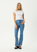 AFENDS Womens Cassidy - Bootcut Jean - Worn Blue - Afends womens cassidy   bootcut jean   worn blue