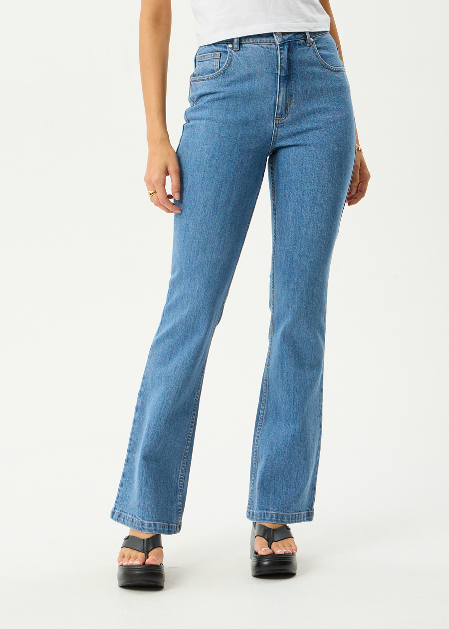 AFENDS Womens Cassidy - Bootcut Jean - Worn Blue