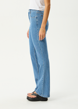 AFENDS Womens Cassidy - Bootcut Jean - Worn Blue - Afends womens cassidy   bootcut jean   worn blue