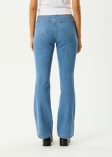 AFENDS Womens Cassidy - Bootcut Jean - Worn Blue - Afends womens cassidy   bootcut jean   worn blue