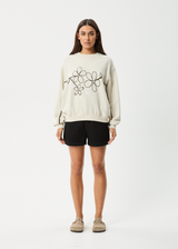 AFENDS Womens Tranquil - Crew Neck Jumper - Moonbeam - Afends womens tranquil   crew neck jumper   moonbeam