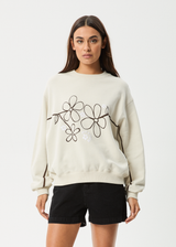 AFENDS Womens Tranquil - Crew Neck Jumper - Moonbeam - Afends womens tranquil   crew neck jumper   moonbeam