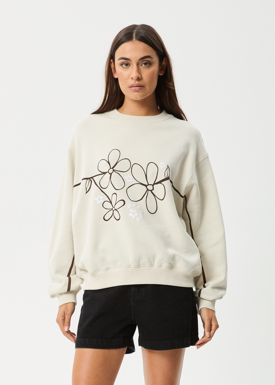 AFENDS Womens Tranquil - Crew Neck Jumper - Moonbeam