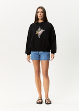 AFENDS Womens Pixie - Crew Neck Jumper - Black - Afends womens pixie   crew neck jumper   black