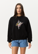 AFENDS Womens Pixie - Crew Neck Jumper - Black - Afends womens pixie   crew neck jumper   black