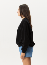 AFENDS Womens Pixie - Crew Neck Jumper - Black - Afends womens pixie   crew neck jumper   black