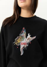 AFENDS Womens Pixie - Crew Neck Jumper - Black - Afends womens pixie   crew neck jumper   black