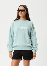 AFENDS Womens Frolic - Crew Neck Jumper - Ether Blue - Afends womens frolic   crew neck jumper   ether blue