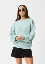 AFENDS Womens Frolic - Crew Neck Jumper - Ether Blue - Afends womens frolic   crew neck jumper   ether blue