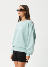 AFENDS Womens Frolic - Crew Neck Jumper - Ether Blue - Afends womens frolic   crew neck jumper   ether blue