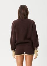 AFENDS Womens Set Fire - Knit Jumper - Coffee - Afends womens set fire   knit jumper   coffee