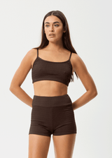 AFENDS Womens Cleo - Swim Short - Coffee - Afends womens cleo   swim short   coffee