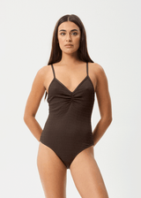AFENDS Womens Cleo - One Piece - Coffee - Afends womens cleo   one piece   coffee