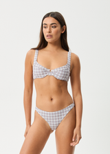 AFENDS Womens Drew Check - Bikini Bottom - Taupe Check - Afends womens drew check   bikini bottom   taupe check