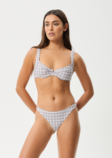 AFENDS Womens Drew Check - Bikini Top - Taupe Check - Afends womens drew check   bikini top   taupe check