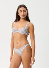 AFENDS Womens Drew Check - Bikini Bottom - Taupe Check - Afends womens drew check   bikini bottom   taupe check