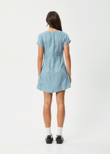 AFENDS Womens Delia - Cupro Mini Dress - Ether Blue - Afends womens delia   cupro mini dress   ether blue