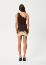 AFENDS Womens Set Fire - One Shoulder Dress - Coffee - Afends womens set fire   one shoulder dress   coffee