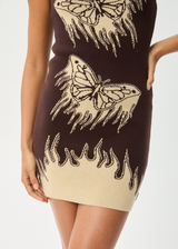 AFENDS Womens Set Fire - One Shoulder Dress - Coffee - Afends womens set fire   one shoulder dress   coffee