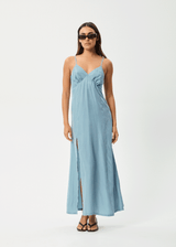 AFENDS Womens Delia - Cupro Maxi Dress - Ether Blue - Afends womens delia   cupro maxi dress   ether blue