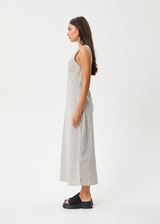 AFENDS Womens Drew - Seersucker Maxi Dress - Taupe Check - Afends womens drew   seersucker maxi dress   taupe check