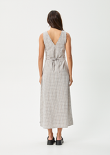 AFENDS Womens Drew - Seersucker Maxi Dress - Taupe Check - Afends womens drew   seersucker maxi dress   taupe check
