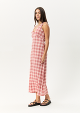 AFENDS Womens Position - Seersucker Maxi Dress - Red Check - Afends womens position   seersucker maxi dress   red check