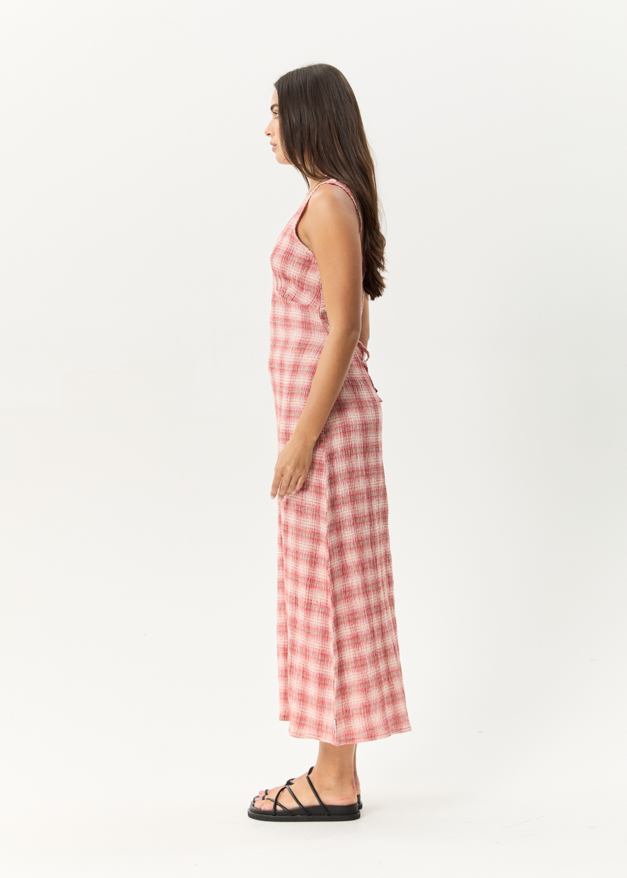 AFENDS Womens Position - Seersucker Maxi Dress - Red Check