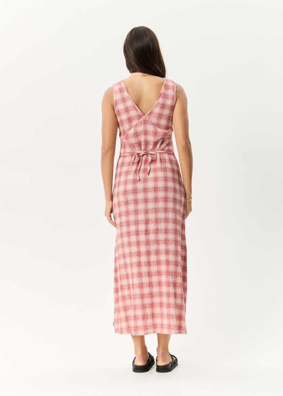 AFENDS Womens Position - Seersucker Maxi Dress - Red Check