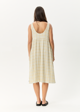 AFENDS Womens Position - Seersucker Midi Dress - Tan Check - Afends womens position   seersucker midi dress   tan check