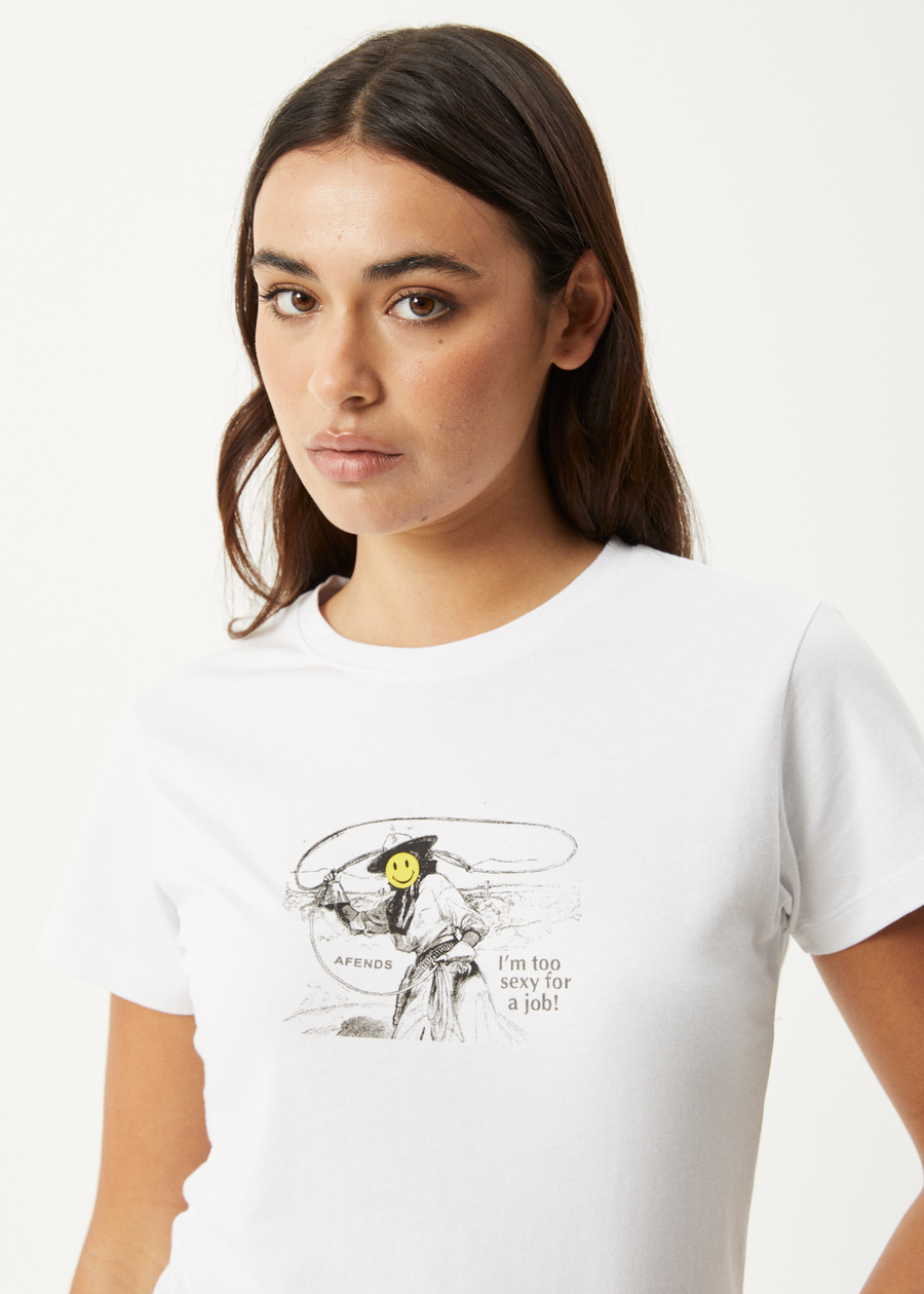 AFENDS Womens Day Job - Baby Tee - White