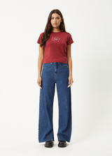 AFENDS Womens Lucky -  Baby Tee - Burgundy - Afends womens lucky   baby tee   burgundy