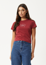 AFENDS Womens Lucky -  Baby Tee - Burgundy - Afends womens lucky   baby tee   burgundy