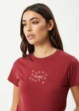 AFENDS Womens Lucky -  Baby Tee - Burgundy - Afends womens lucky   baby tee   burgundy